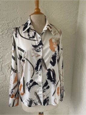 RIHOAS  Multicolored Abstract Paint Stroke Shirt Top Size S.
